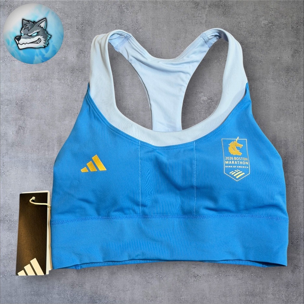 adidas Boston Marathon 2026 Running Sports Bra Blue Women's XXS A-B KE6219